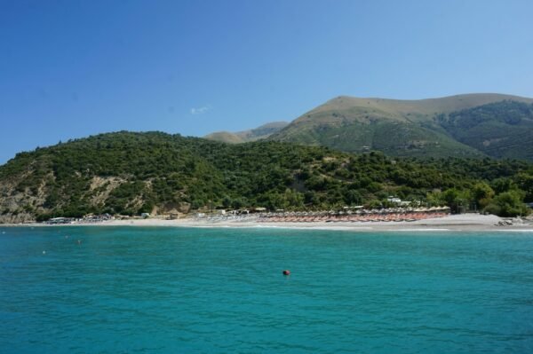 Süd-Albanien bewaldeteter Strand